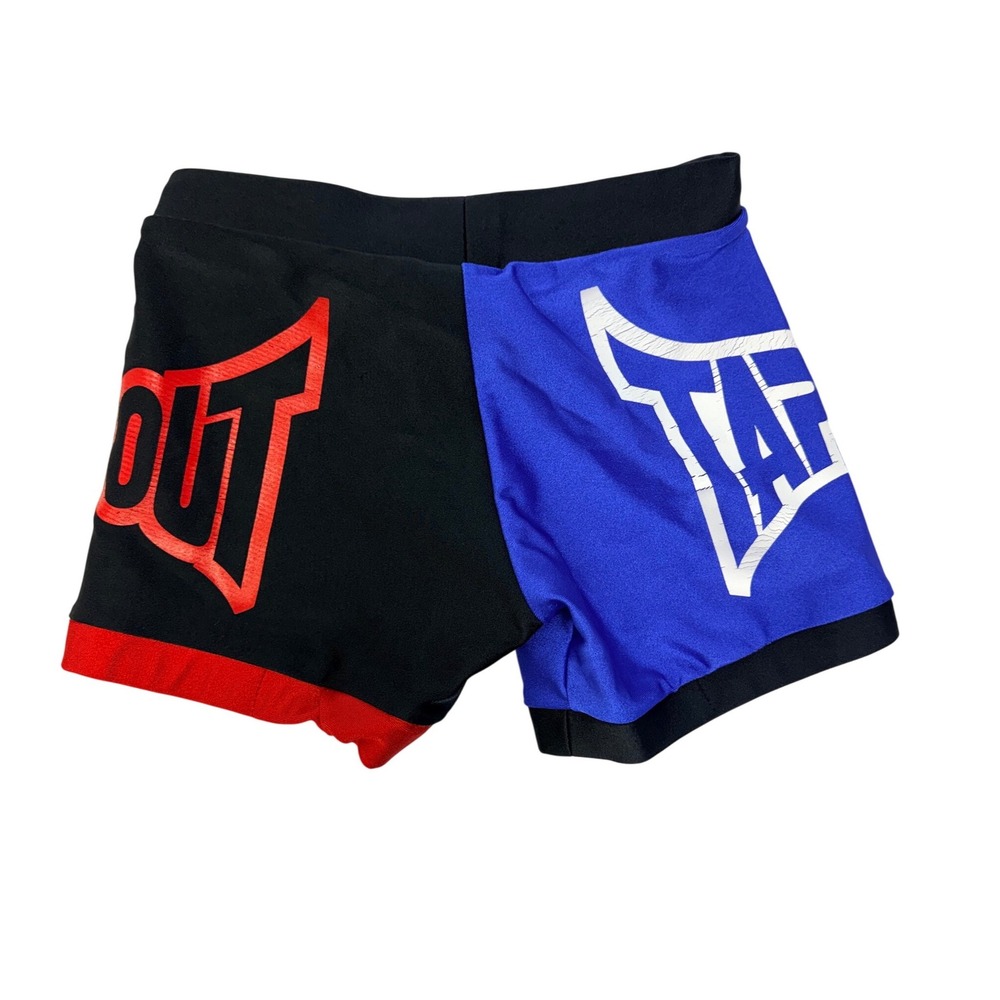 Tapout MMA Grappling Shorts Mens XS Black Blue Split Wrestling Trunks Combat